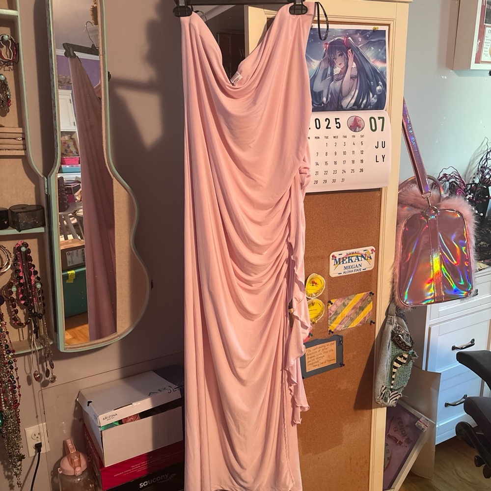 Elegant Pink Draped Gown